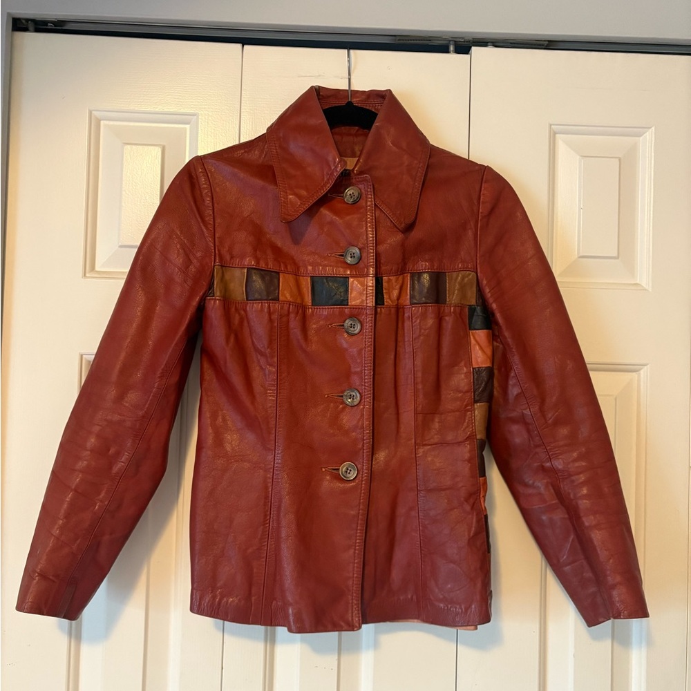 Vintage Leather Jacket - Orange
